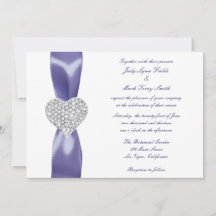 Faire-part de mariage de coeur couleur bleu violet