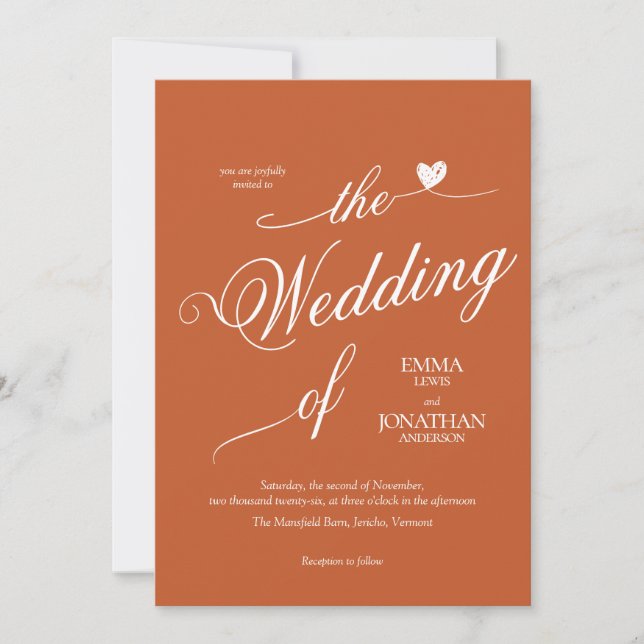 Faire-part de mariage de coeur moderne et tendance (Devant)