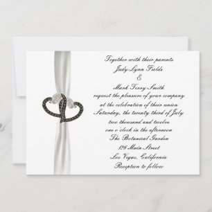 Faire-part de mariage de Coeurs Diamants Noir & Bl