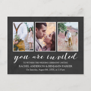 Faire-part de mariage de collage photo au charbon 