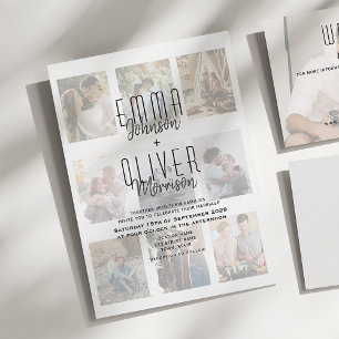 Faire-part de mariage de collage photo moderne