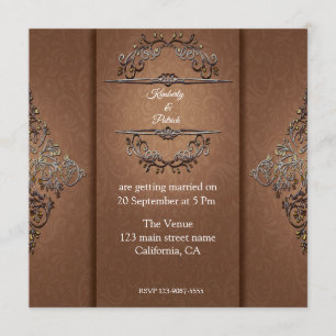 Faire-part de mariage de conception Damas Brown