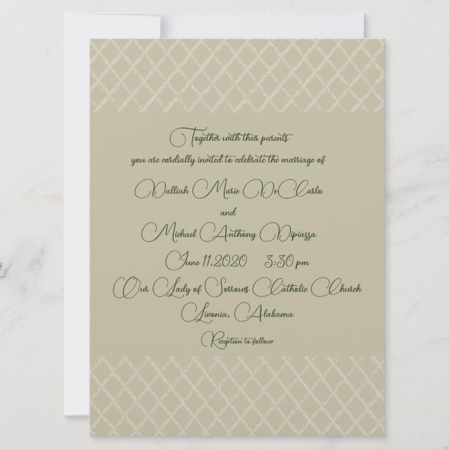 Faire-part de mariage de conception ecru géométriq (Devant)