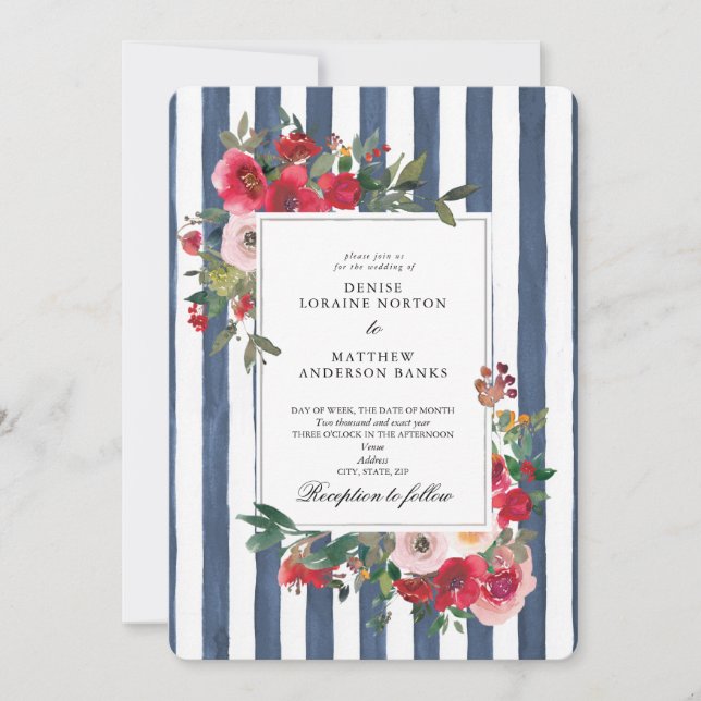 Faire-part de mariage de couleur Denim foncé (Devant)
