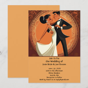 Faire-part de mariage de couple dansant élégant