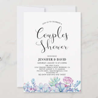Faire-part de mariage de couple de plantes grasses