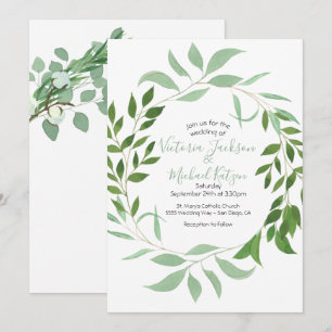 Faire-part de mariage de couronne d'eucalyptus