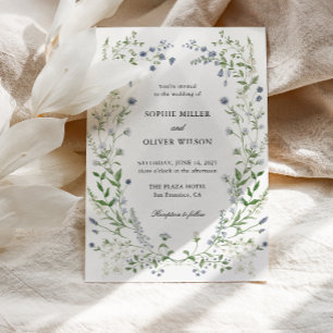 Faire-part de mariage de couronne Fleur sauvage bl