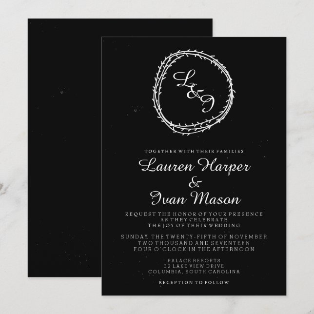 Faire-part de mariage de couronne rustique Chalkbo (Devant / Derrière)