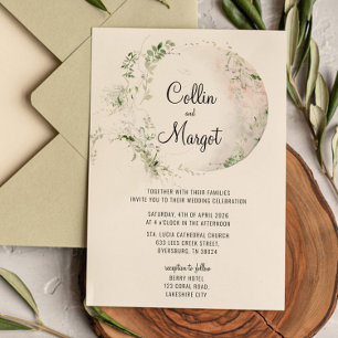 Faire-part de mariage de couronne verte