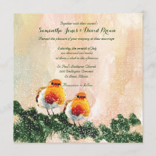 Faire-part de mariage de coutume de merles de Noël