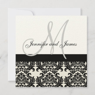 Faire-part de mariage de crème Monogramme noir Dam