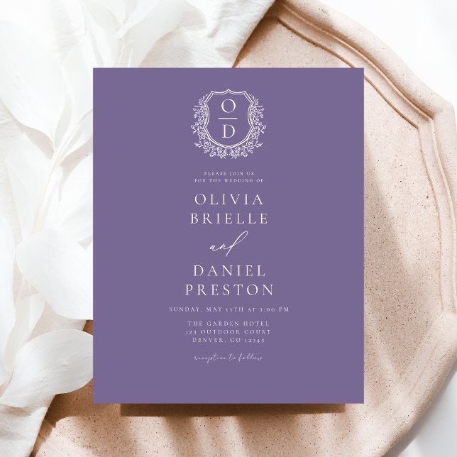 Faire-part de mariage de crête violet de lavande b (Créateur téléchargé)