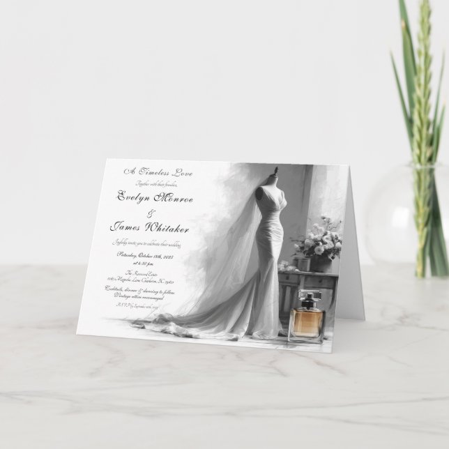 Faire-part de mariage de croquis romantique Vintag (Devant)