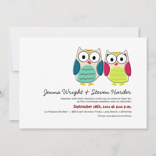 Faire-part de mariage de Cute Owls (Devant)