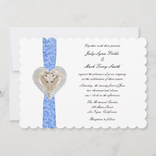 Faire-part de mariage de dentelle bleue Unicorne