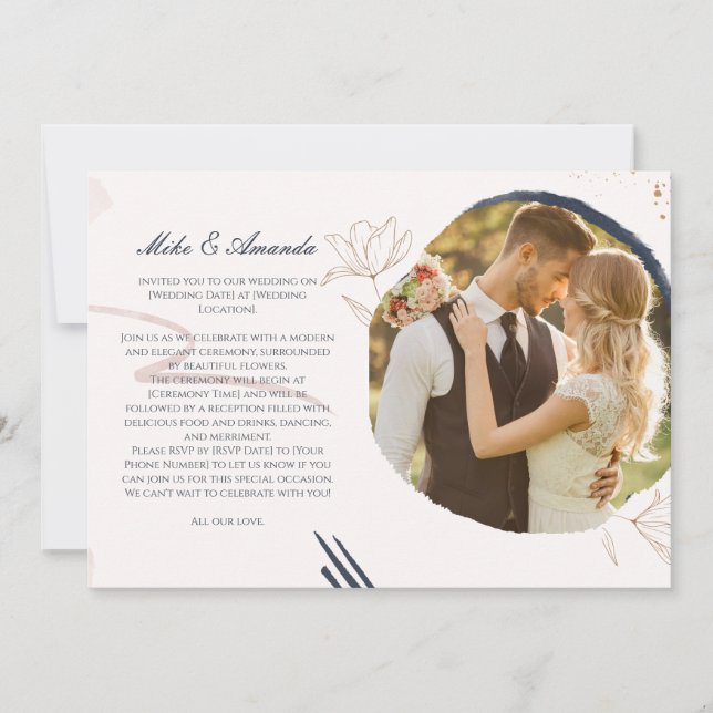 Faire-part de mariage de dentelle florale moderne  (Devant)