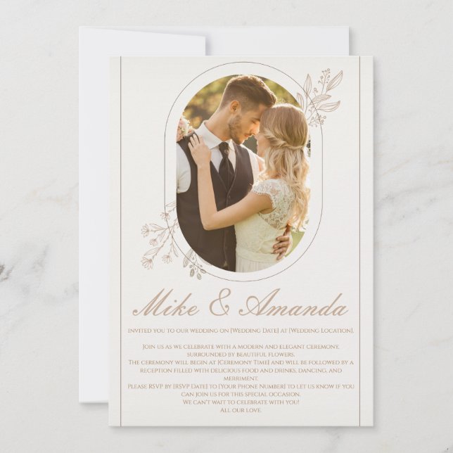 Faire-part de mariage de dentelle florale moderne  (Devant)