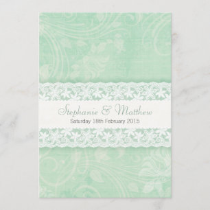 faire-part de mariage de dentelle verte et blanche