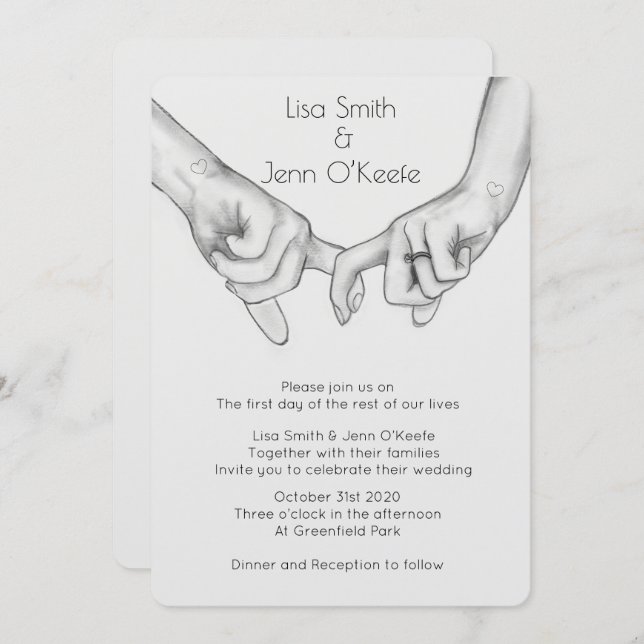 Faire-part de mariage de dessin main de tatouage c (Devant / Derrière)