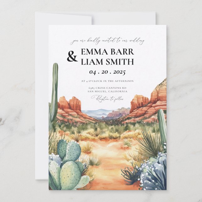 Faire-part de mariage de destination à Sedona Ariz (Devant)