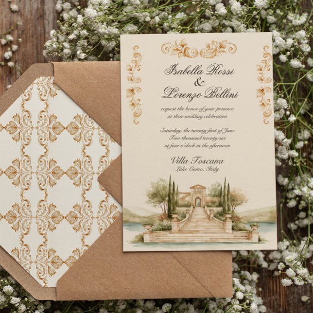 Faire-part de mariage de destination au lac de Côm (Créateur téléchargé)