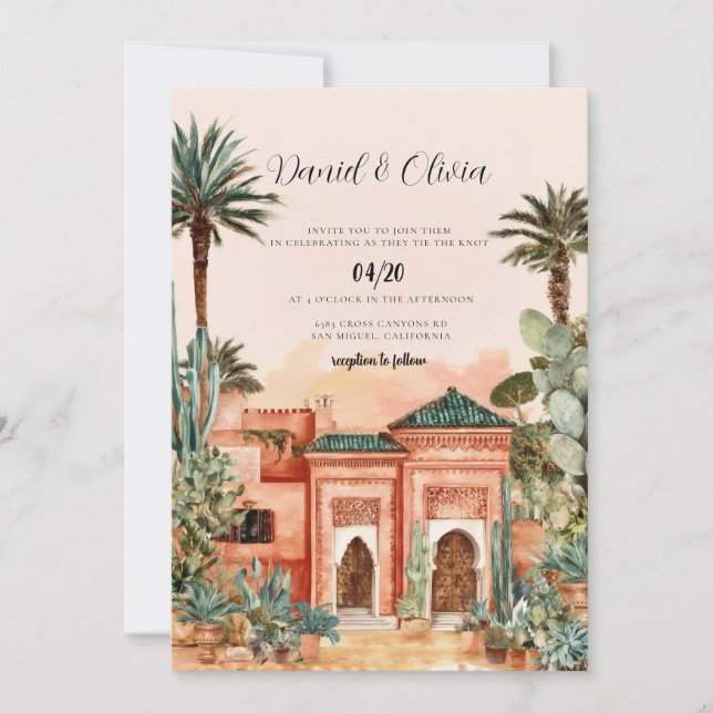 Faire-part de mariage de destination au Maroc (Devant)
