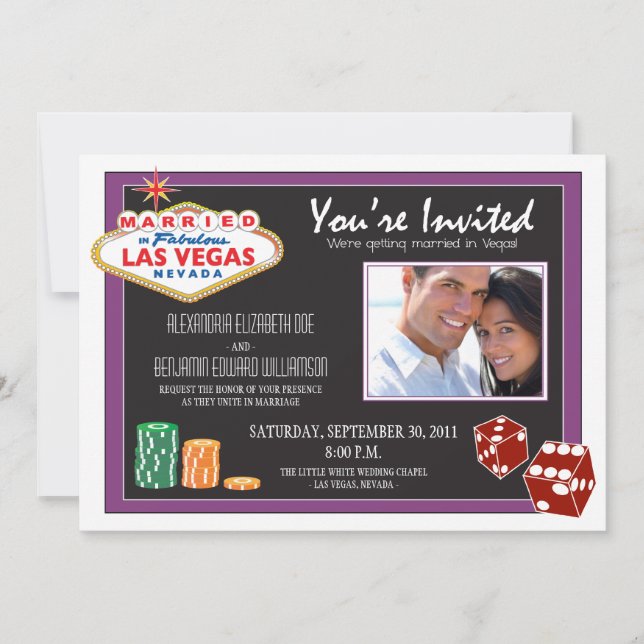Faire-part de mariage de destination de Las Vegas (Devant)