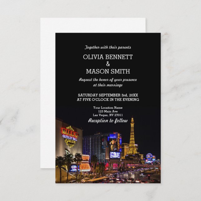Faire-part de mariage de destination de Las Vegas (Devant / Derrière)
