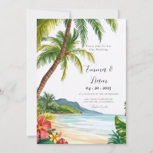 Faire-part de mariage de destination de plage à Ma
