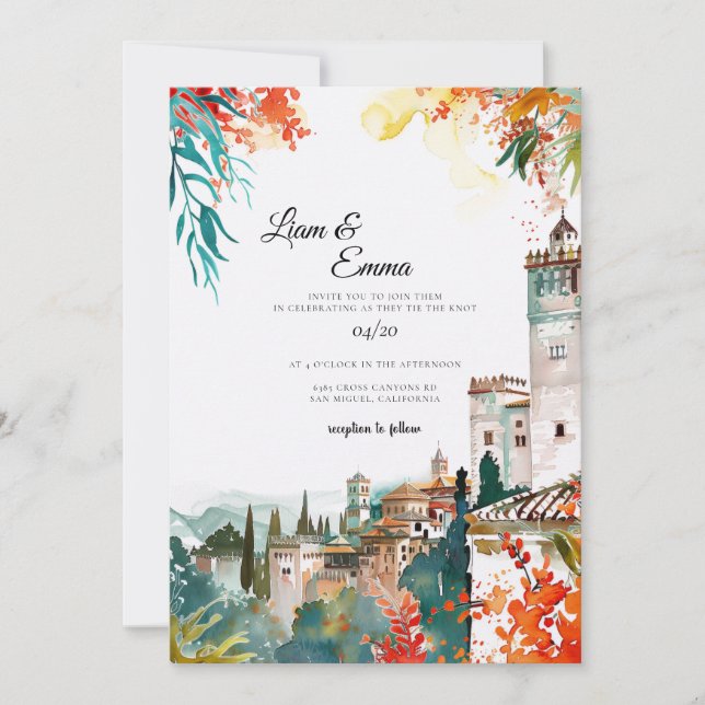 Faire-part de mariage de destination en Espagne es (Devant)