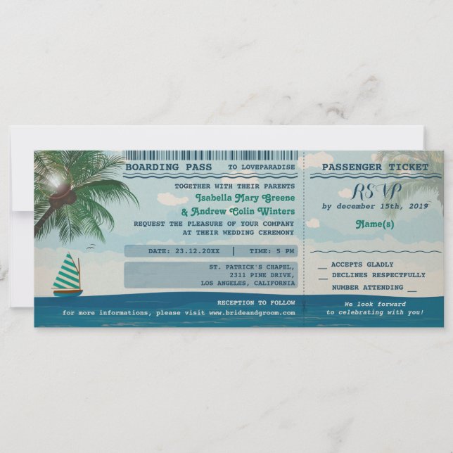 Faire-part de mariage de destination et RSVP (Devant)