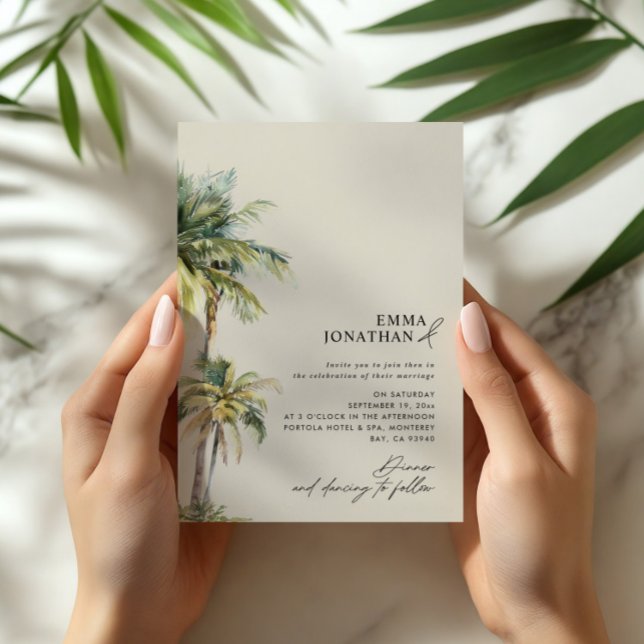 Faire-part de mariage de destination palmier à l'a (Créateur téléchargé)