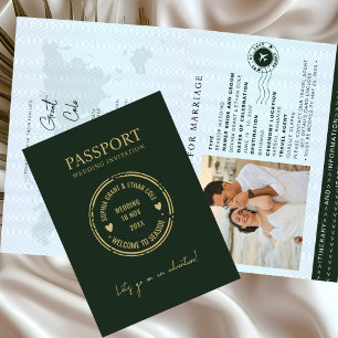 Faire-part de mariage de destination Passeport Ver