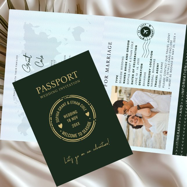 Faire-part de mariage de destination Passeport Ver (Créateur téléchargé)