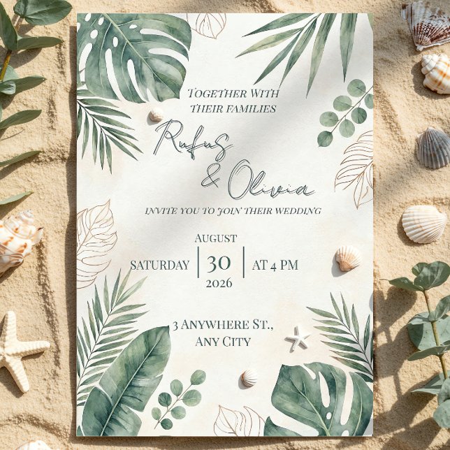 Faire-part de mariage de destination tropicale | F (Créateur téléchargé)