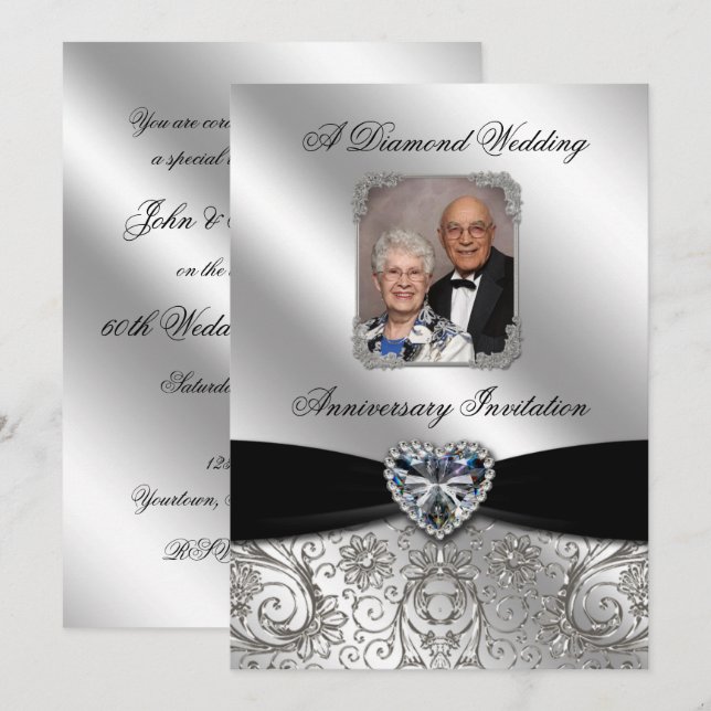 Faire-part de mariage de diamant avec photo 5x7 (Devant / Derrière)