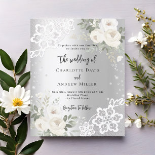 Faire-part de mariage de diamants de roses blanche