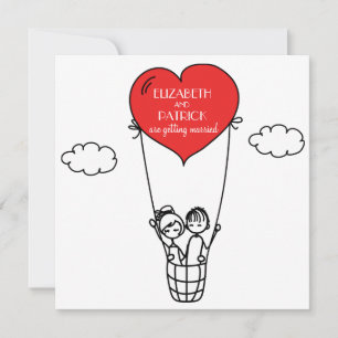 Faire-part de mariage de Doodle Heart Hot Air Ball