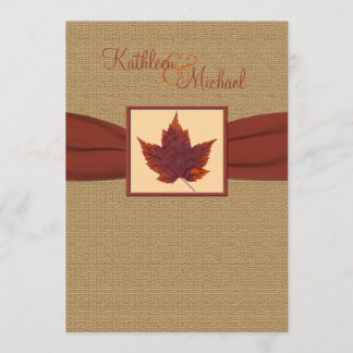 Faire-part de mariage de feuille d'automne