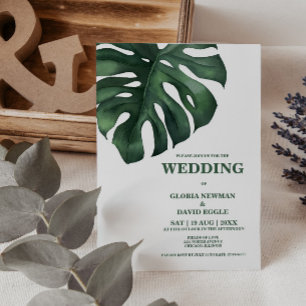 Faire-part de mariage de feuille de palme tropical