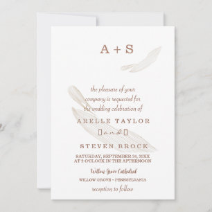 Faire-part de mariage de feuille de saumon boho mi