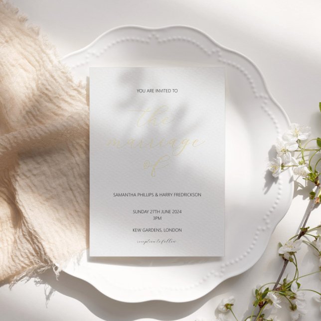 Faire-part de mariage de feuille de script minimal (Créateur téléchargé)