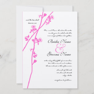 Faire-part de mariage de fleur rose sauvage