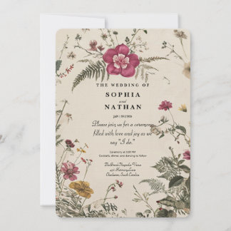 Faire-part de mariage de Fleur sauvage Vintage rus