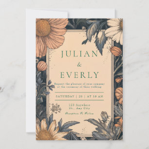 Faire-part de mariage de Fleur sauvage Vintage rus