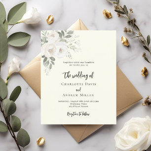 Faire-part de mariage de fleurs blanches d'ivoire