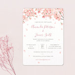 Faire-part de mariage de fleurs de cerisier japona<br><div class="desc">Ce joli modèle de carte à faire-part de mariage plat floral présente vos noms accentués par les fleurs de cerisiers japonais. Les noms et la ligne de texte en bas sont dans un rouge très doux et les autres détails sont un ton élégant qui a des éléments de gris et...</div>