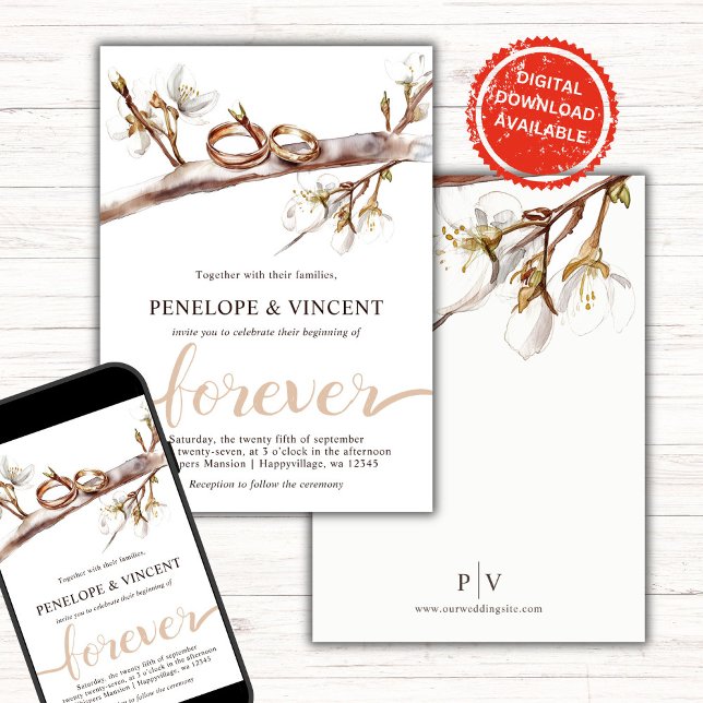 Faire-part de mariage de fleurs de cerisiers (Créateur téléchargé)