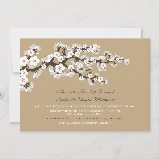 Faire-part de mariage de fleurs de cerisiers (cham (Devant)